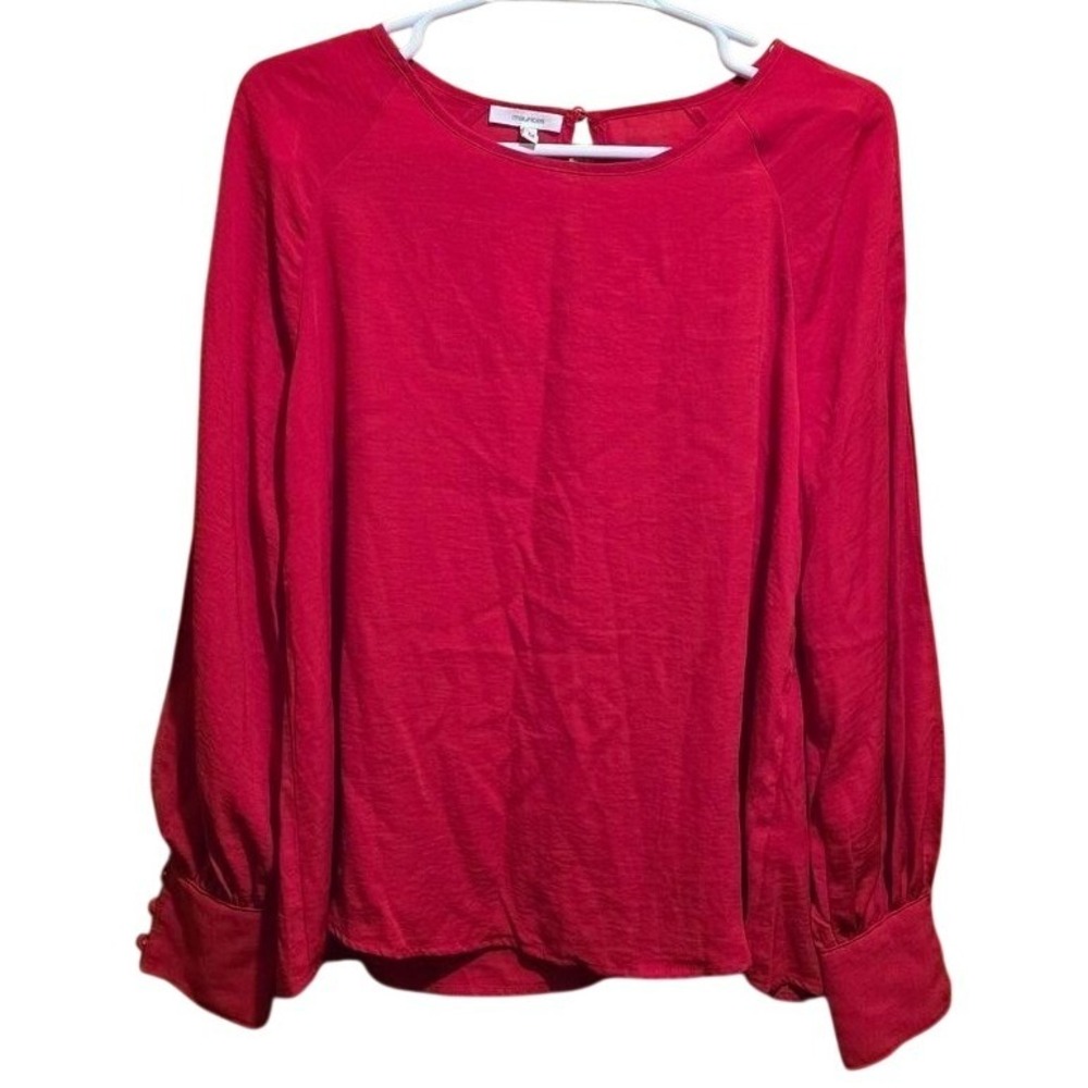 Maurices Silky dress shirt Size Medium 100% Polyester Y2K NWT Bright Red Silky